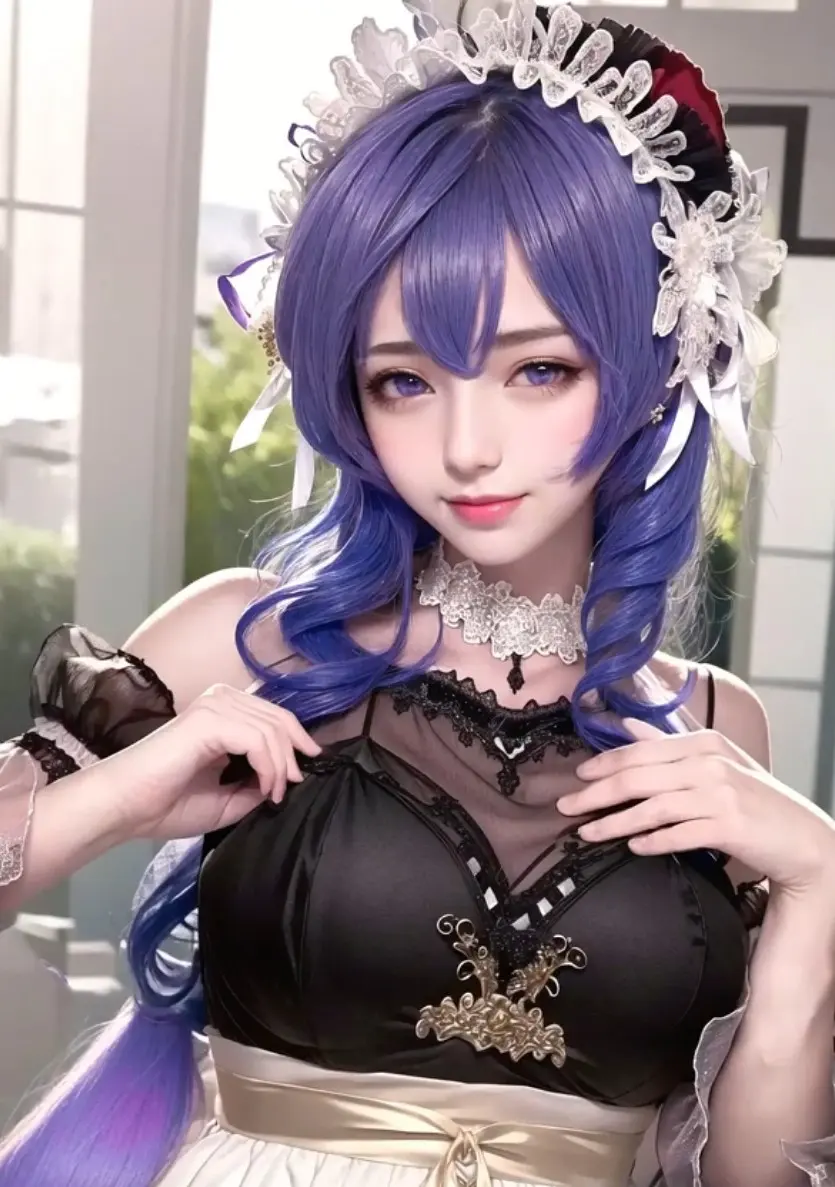 原神甘雨cos开襟图片，甘雨cosplay开襟图正片什么样子-1